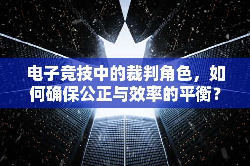 电子竞技中的裁判角色，如何确保公正与效率的平衡？