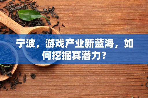 宁波，游戏产业新蓝海，如何挖掘其潜力？