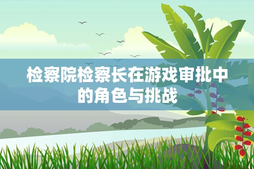 检察院检察长在游戏审批中的角色与挑战