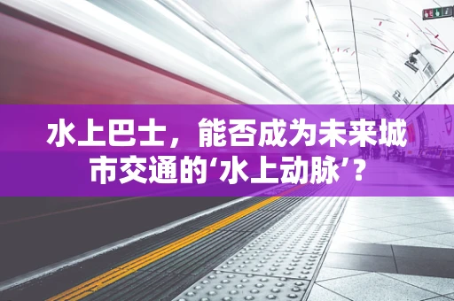 水上巴士，能否成为未来城市交通的‘水上动脉’？