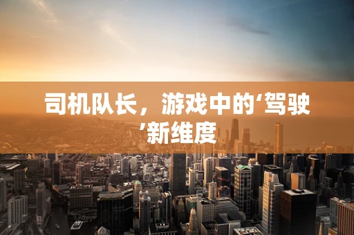 司机队长，游戏中的‘驾驶’新维度