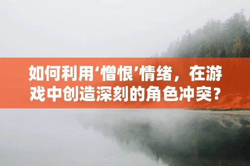 如何利用‘憎恨’情绪，在游戏中创造深刻的角色冲突？