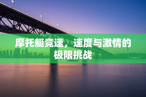 摩托艇竞速，速度与激情的极限挑战